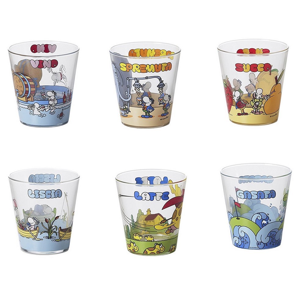 Bicchiere acqua vetro decorato fantasia set 6 pezzi - Mordillo Excelsa
