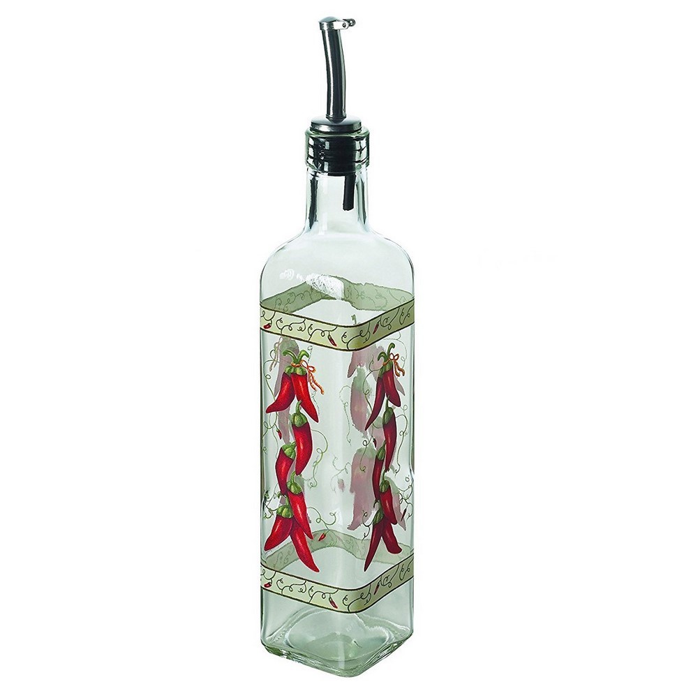 Oliera decorata peperoncino ML. 473 vetro con beccuccio Excelsa