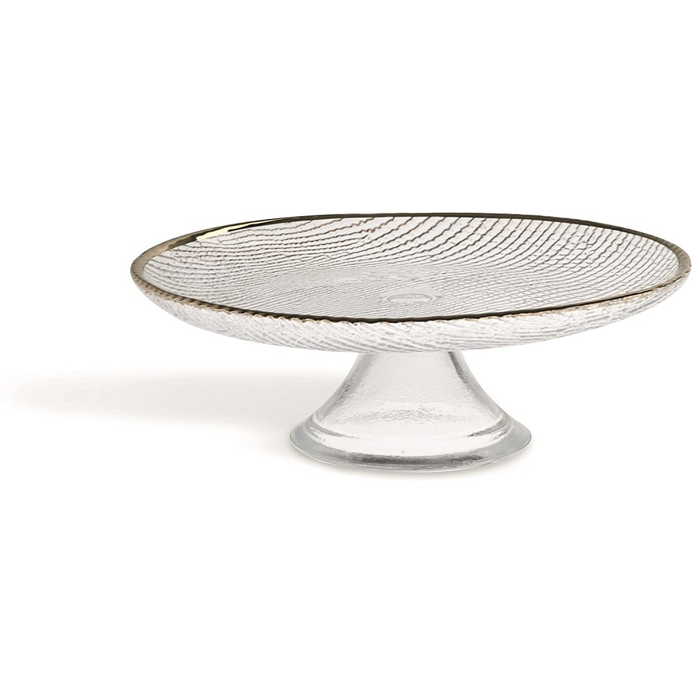Platinum Alzata Torta, Vetro, Trasparente/Bordo Oro, 28x28x26 cm Excelsa