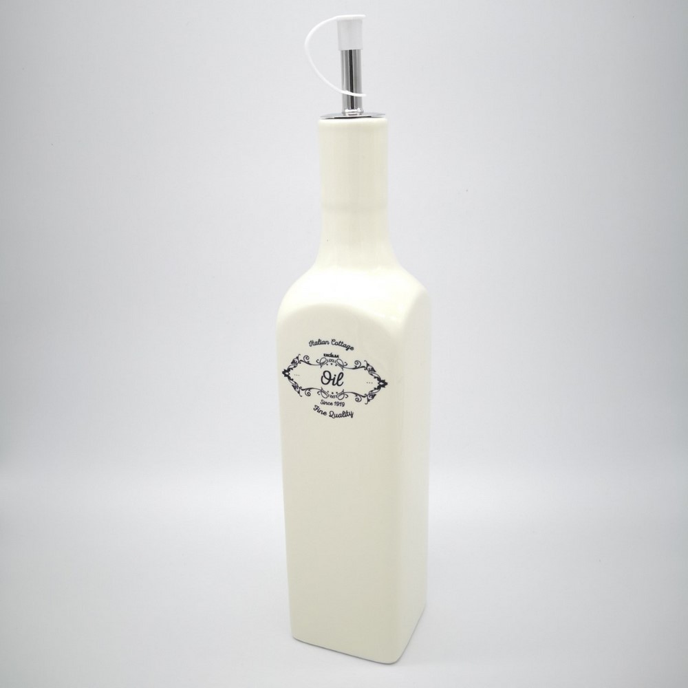 Oliera Ceramica Capacità ml 500 , bianco avorio, beccuccio versatore. Excelsa