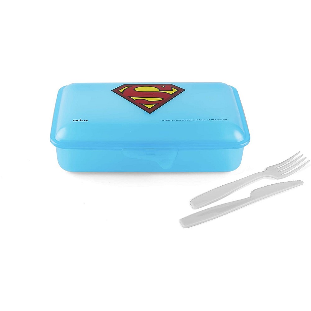 Supereroi Contenitore Portapranzo Lunchbox Superman, Polipropilene Azzurro, 22x13 cm Excelsa