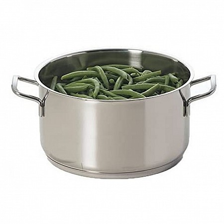 Casseruola 2 Manici con Becco in Acciaio Inox, 22 cm, Argento  Excelsa
