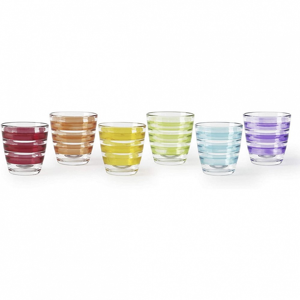 Bicchiere acqua vetro Porto Cervo multicolore set 6 pezzi - Excelsa -  Piatti & Bicchieri