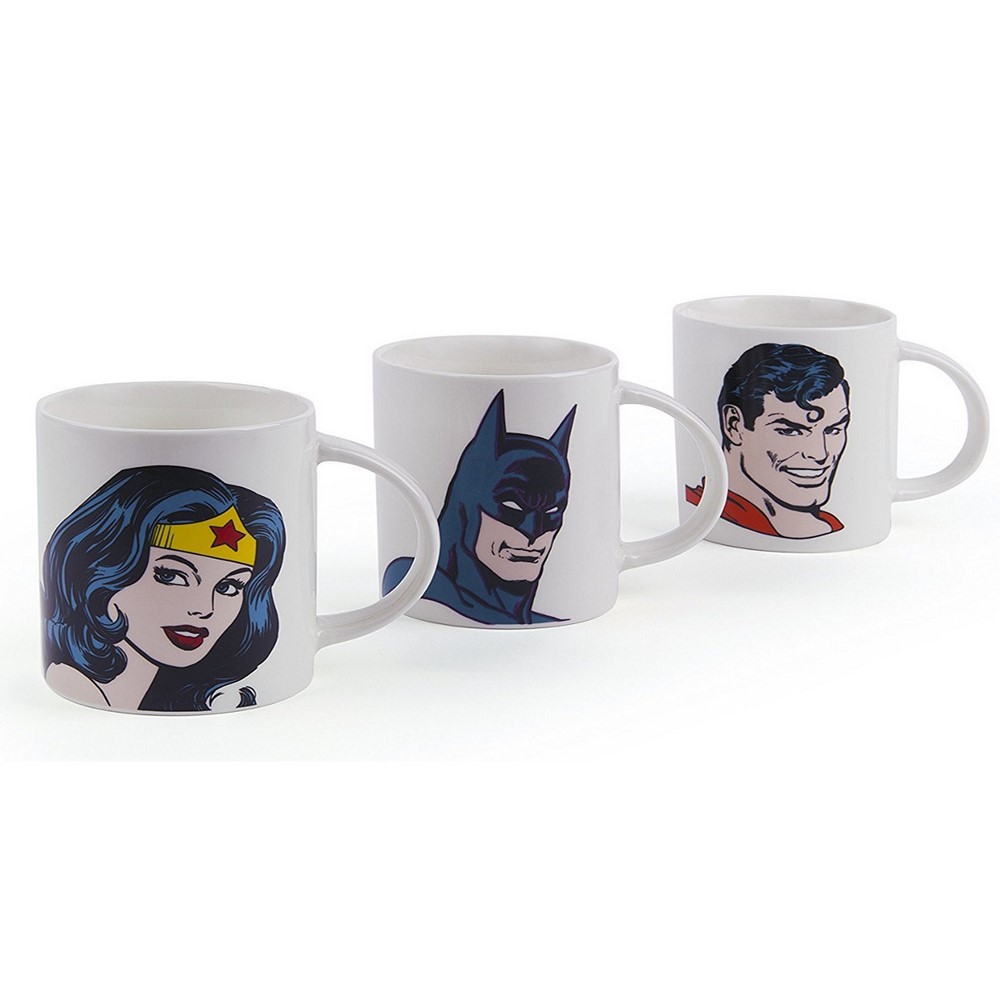 Tazza colazione set 3 pezzi super eroi Batman Superman Wonder Woman Excelsa Tazza colazione set 3 pezzi super eroi Batman Superman Wonder Woman Excelsa