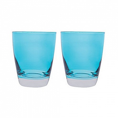 Bicchiere acqua vetro colorato serie Happy Azzurro cl 30 set 2 pezzi Excelsa