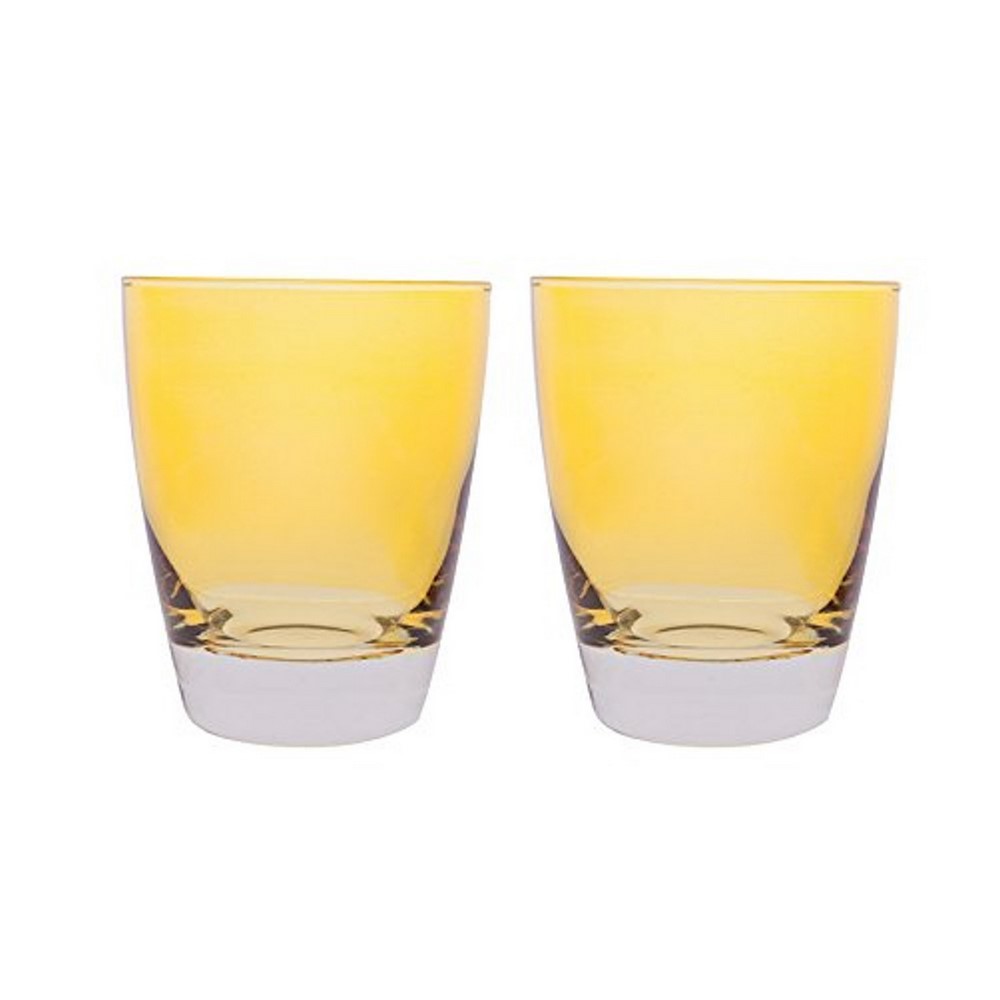 Bicchiere acqua vetro colorato serie Happy giallo cl 30 set 2 pezzi