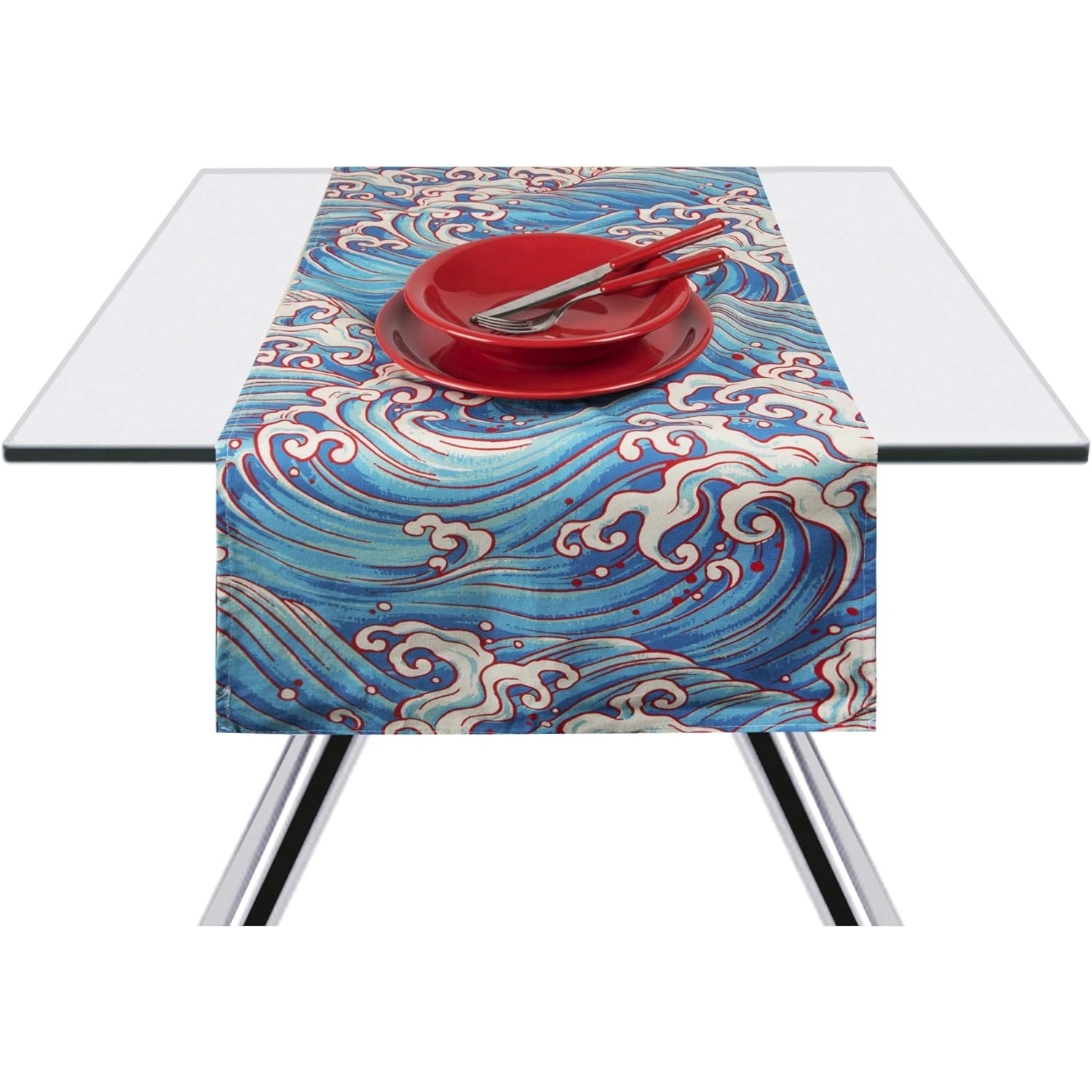 Excelsa tovaglia Kimono onde runner centro tavola in cotone 45x140 cm cod.63785